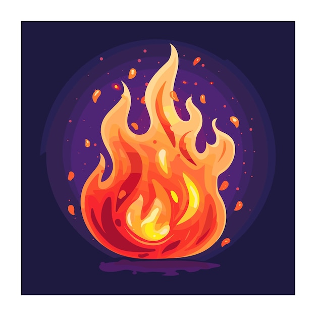 Vector bright orange yellow flames illustrated against dark background vibrant fire graphic depicts