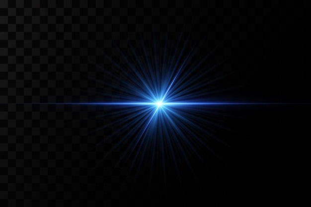 Bright particles, burning blue lights, stars, lasers. Vector