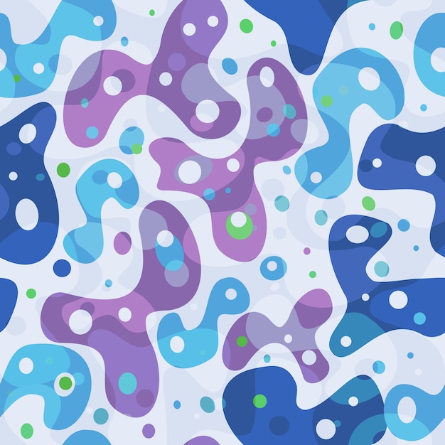 Bright pattern of blue and purple spots and dots Vector seamless pattern