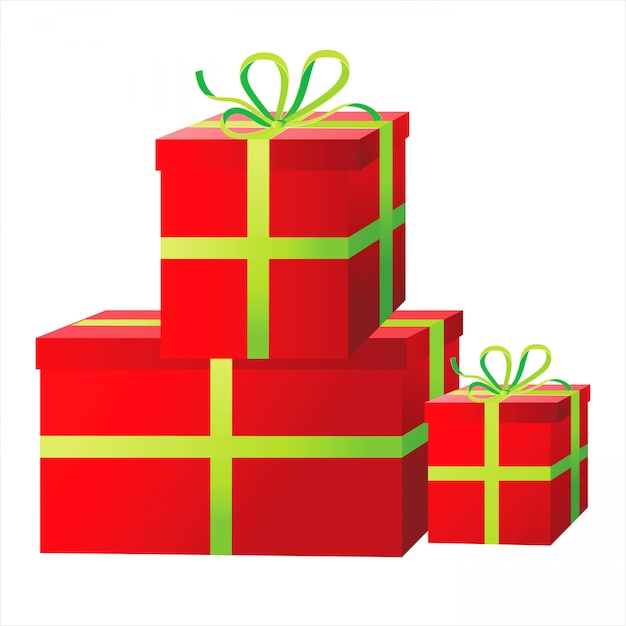 Bright red present boxes