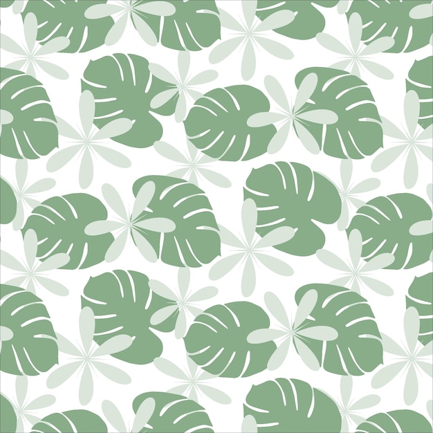 Bright seamless pattern in trendy green hues with hand drawn elements on a transparent background