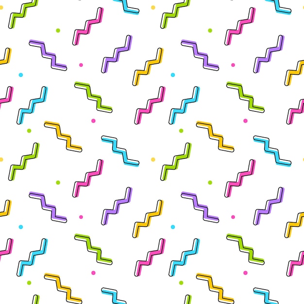  bright seamless pattern with zig zag stripes and dot on white background