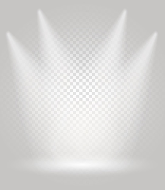 Bright stage with the spotlights. Transparent background