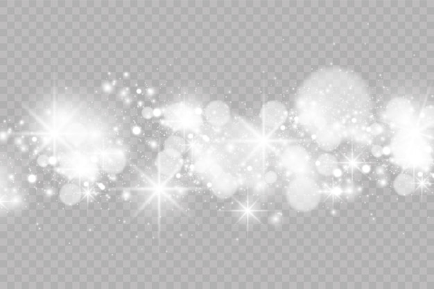 Bright stars gold color light effect bright particles solar burst Premium Vector