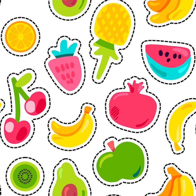 Bright Summer Juicy Fruit Painted Seamless Pattern