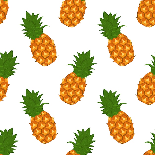 Bright summer pattern with pineapples. Cute exotic fruit