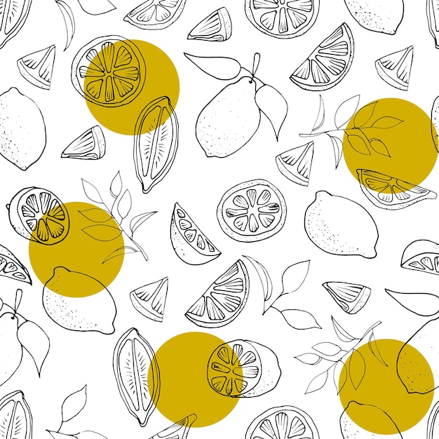 Bright summer seamless doodle pattern with cute limes sketch Hand drawn trendy background design background greeting cards invitations fabric textiles packaging and wallpaper