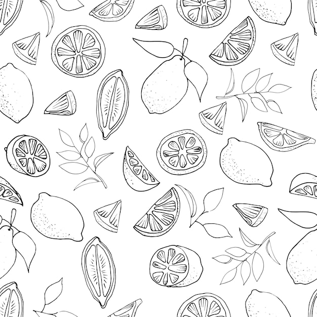 Bright summer seamless doodle pattern with cute limes sketch Hand drawn trendy background design background greeting cards invitations fabric textiles packaging and wallpaper