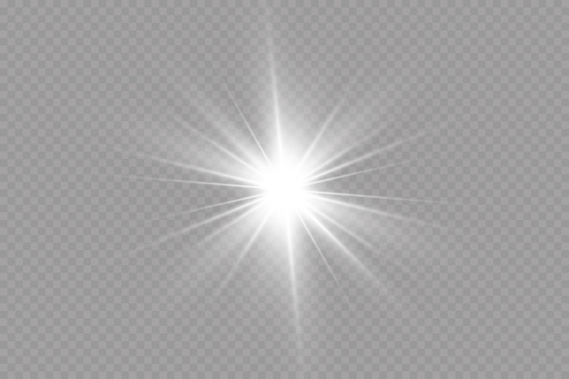 Bright Sun Burst Shining Star Sun Rays Isolated Transparent Background.