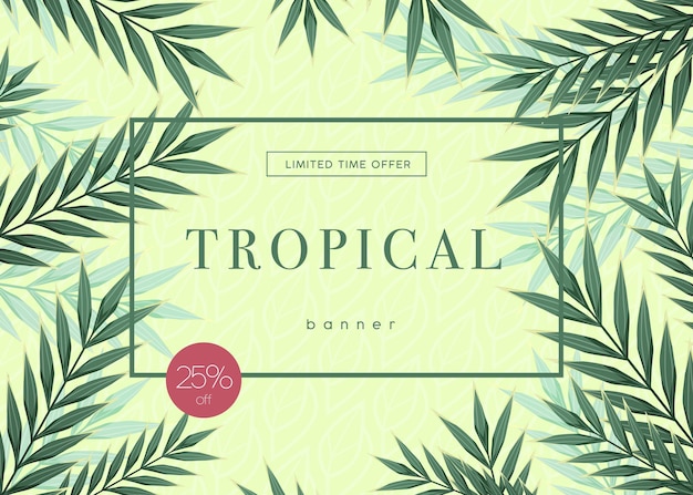 Bright tropical background with jungle plants. Exotic pattern with tropical leaves