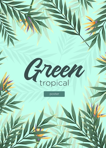 Bright tropical background with jungle plants Exotic pattern with tropical leaves