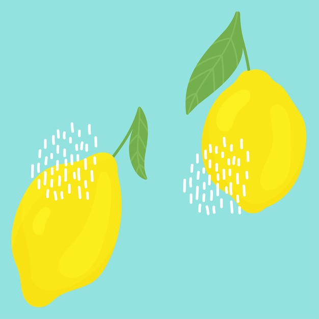 Bright two lemons  on blue background