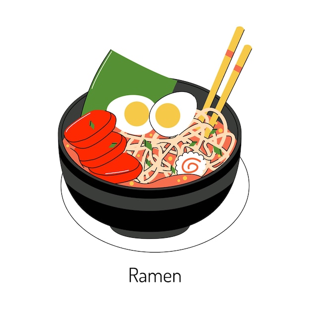 Bright vector illustration of Asian food Vietnamese menu Asian dishes for menus and restaurants