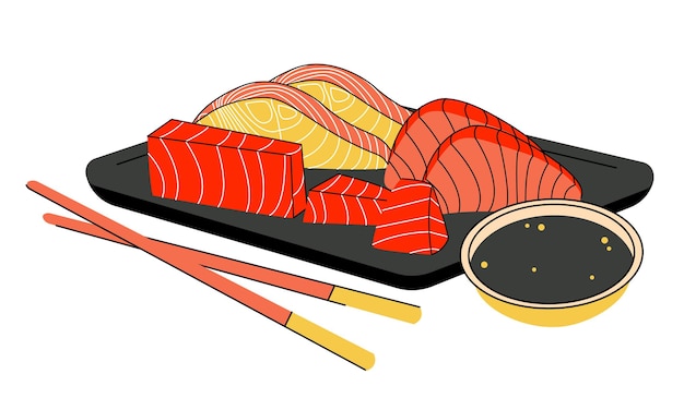 Bright vector illustration of Asian food