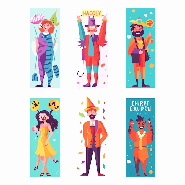 Vector bright and vibrant vertical poster template with diverse group of people having fun