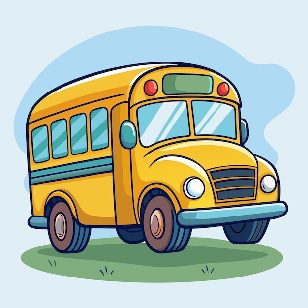 Bright Yellow Cartoon School Bus for Childrens Books Cartoon Vector Illustration