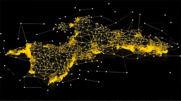 Vector bright yellow mesh tokyo prefecture map with glare