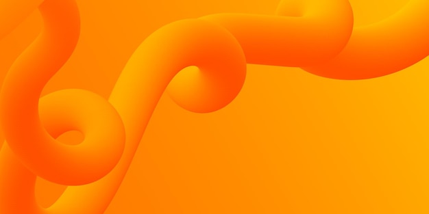 Bright yellow orange background with gradient and 3d abstract tube shaped figure