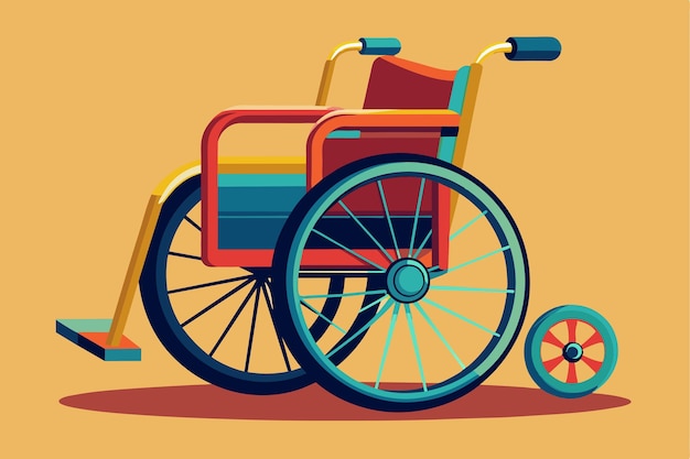 A brightly colored wheelchair ideal for hospital use emphasizing comfort and ease of customization Hospital wheelchair Customizable Disproportionate Illustration