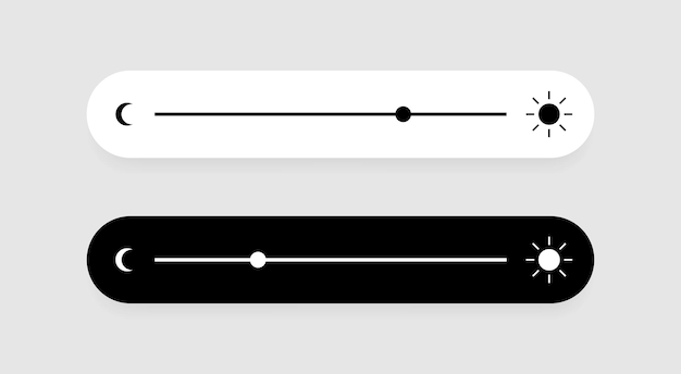 Brightness slider level control Contrast and brightness adjustment Design concept for mobile app web page Vector illustration