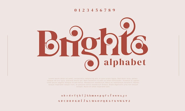 Brights swash ligature luxury alphabet Abstract font typeface