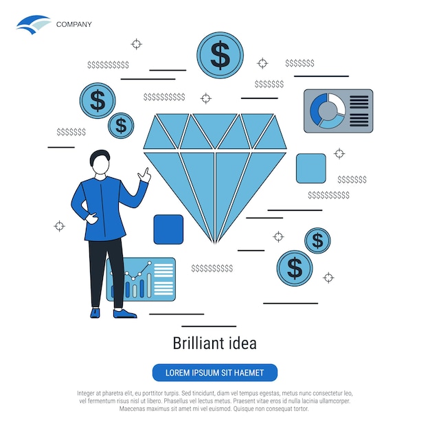 Brilliant idea flat design style vector concept illustration