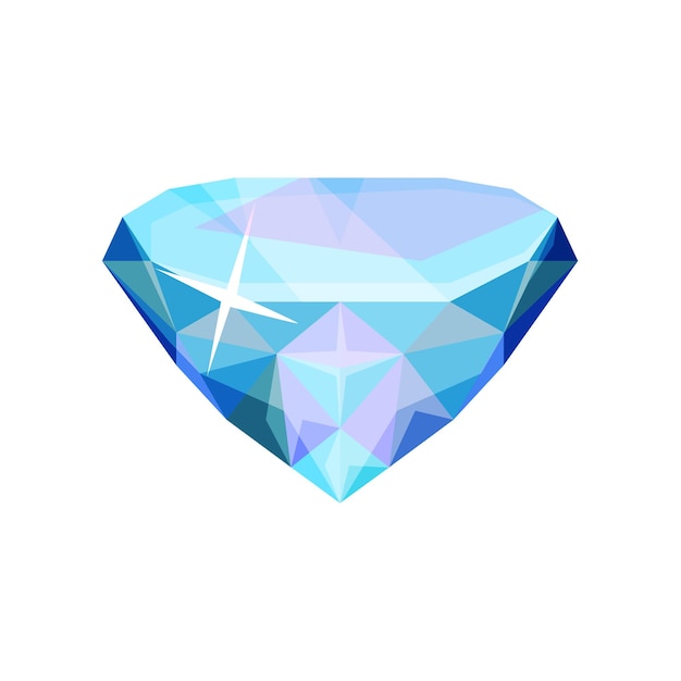 Brilliant precious stone transparent crystal gem vector Illustration on a white background