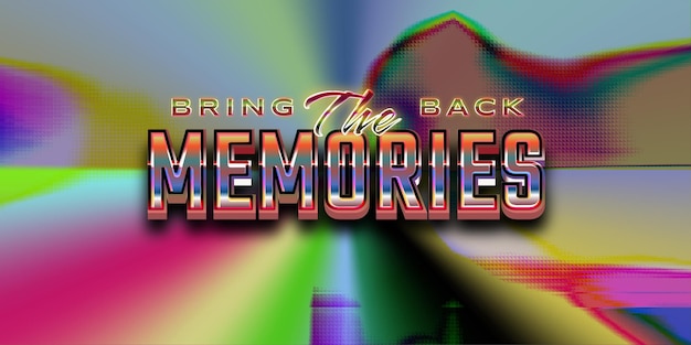 Bring back the memories editable text style effect in retro style theme ideal for poster social media post and banner template promotion