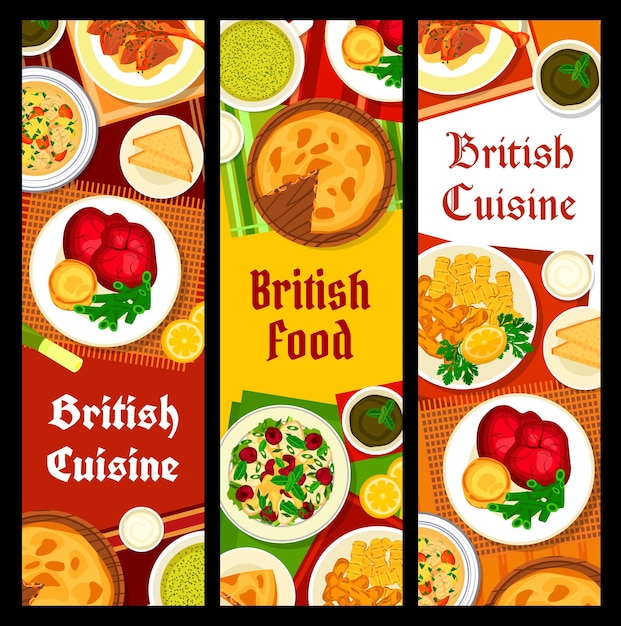 Britain food restaurant dishes vertical banners