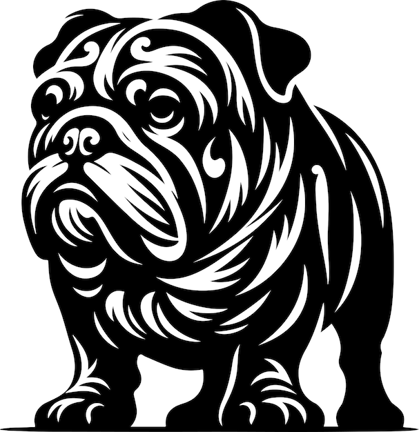 British bulldog silhouette line art clip artvector black color silhouette