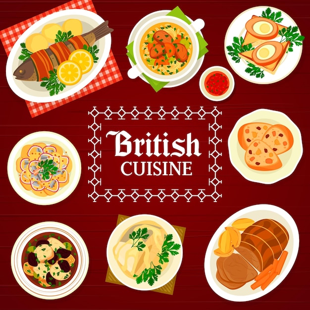 British cuisine meals menu cover design template