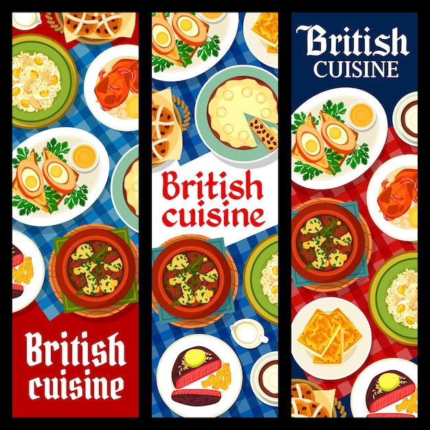 British cuisine restaurant food vertical banners