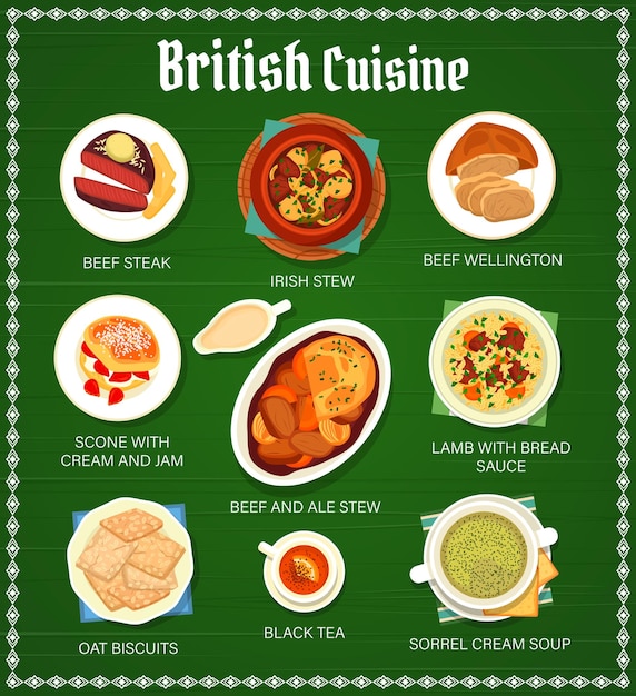 British cuisine restaurant menu with English food