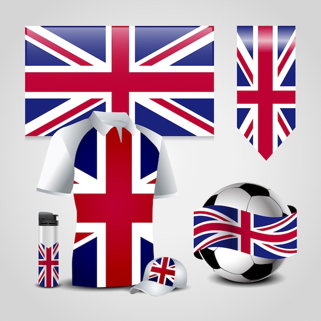 British flag design with icons set vector