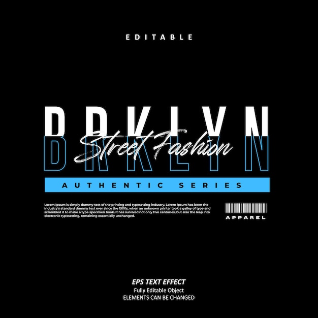 Brklyn Line style Street fashion text effect editable premium vector