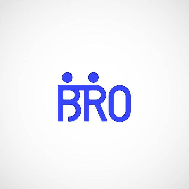 Bro or Borther Abstract Vector Sign Emblem or Logo Template Brotherhood or Team Lettering Icon Friendly People Figures as Letters Isolated