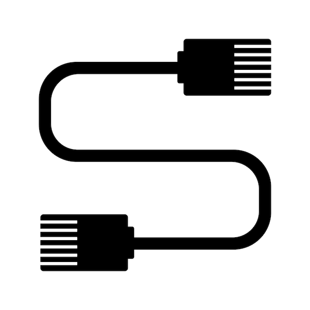 Broadband cable connector icon Black vector graphics