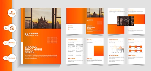 Brochure design layout 8 pages template