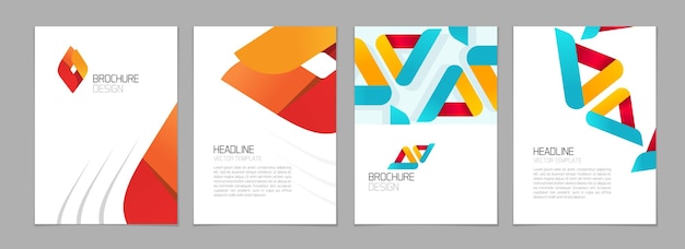 Brochure flyer design red blue abstract page vector or a4 annual report cover layout poster template design with creative geometric triangles elegant waves elements corporate presentation booklet