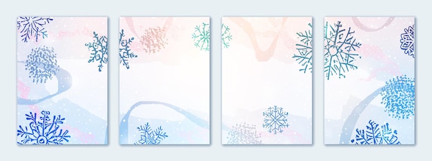 Brochure flyer design vertical a4 format winter vector background holiday frame with snowflakes christmas theme