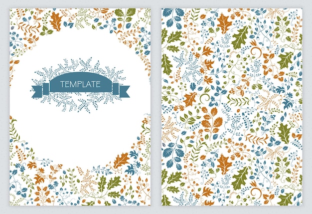 Brochure template with floral decor. For card, flyer, notebook cover or catalog. Vector illustration