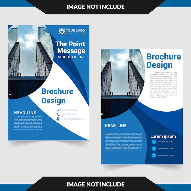 Brochure With Wavy Blue Concept