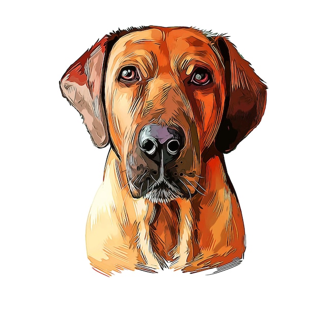 Broholmer Dog Breed Watercolor Sketch Hand Drawn Paint Illustration