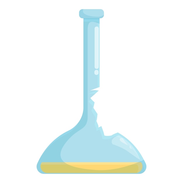 Vector broken chemical flask containing yellow liquid