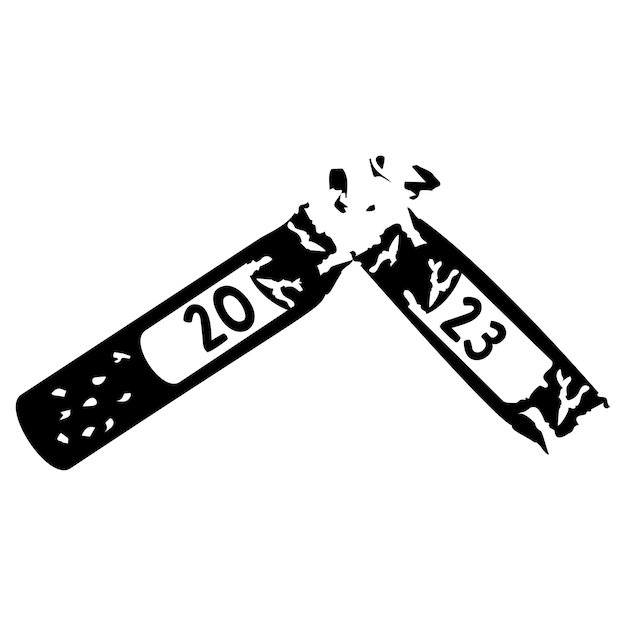 Broken cigarette 2023 printed concept Twenty Twenty three vector Happy New Year 2023 HNY Wishes New