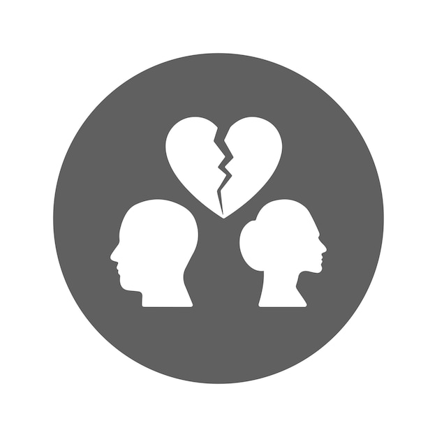 Broken coming divorce icon Gray vector graphics