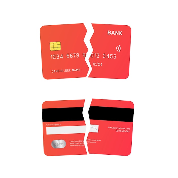 Broken credit card payment error vector illustration. Failed bank transaction.