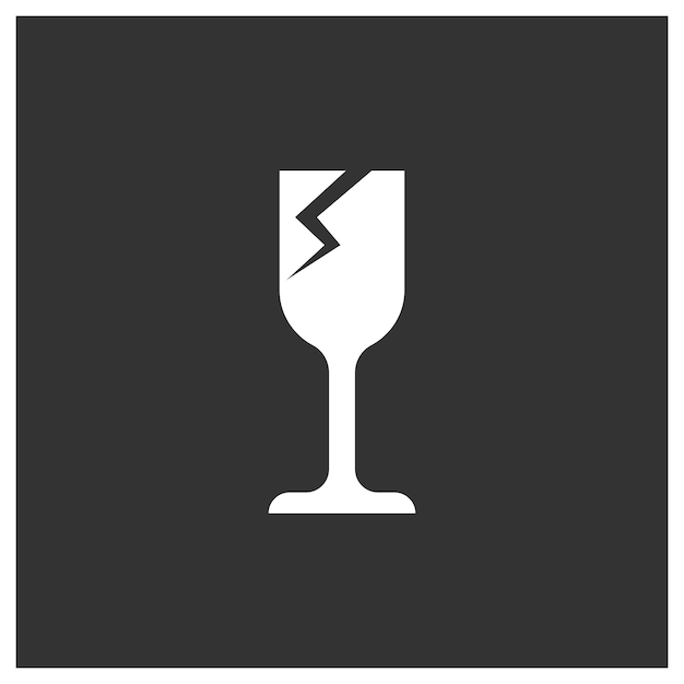 Broken drinking glass icon vector template