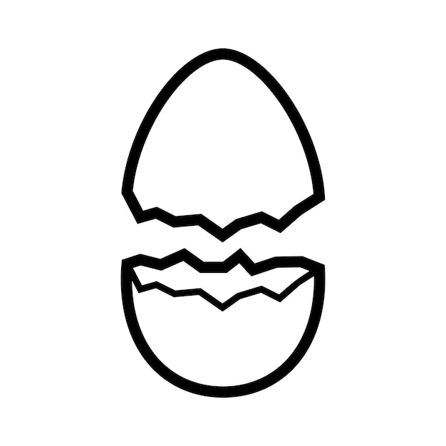 Broken egg icon isolated on a white background Farm chicken eggshell cracking Easter elements design Vector illustration