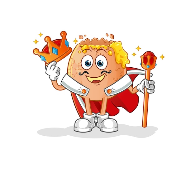 Broken egg king vector. cartoon character